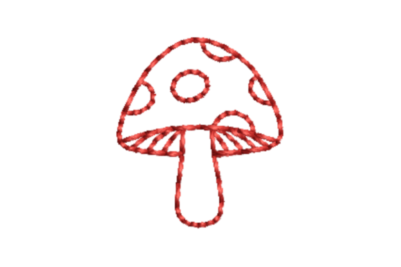 Charming Mushroom Outline Redwork Embroidery for Seasonal Crafts